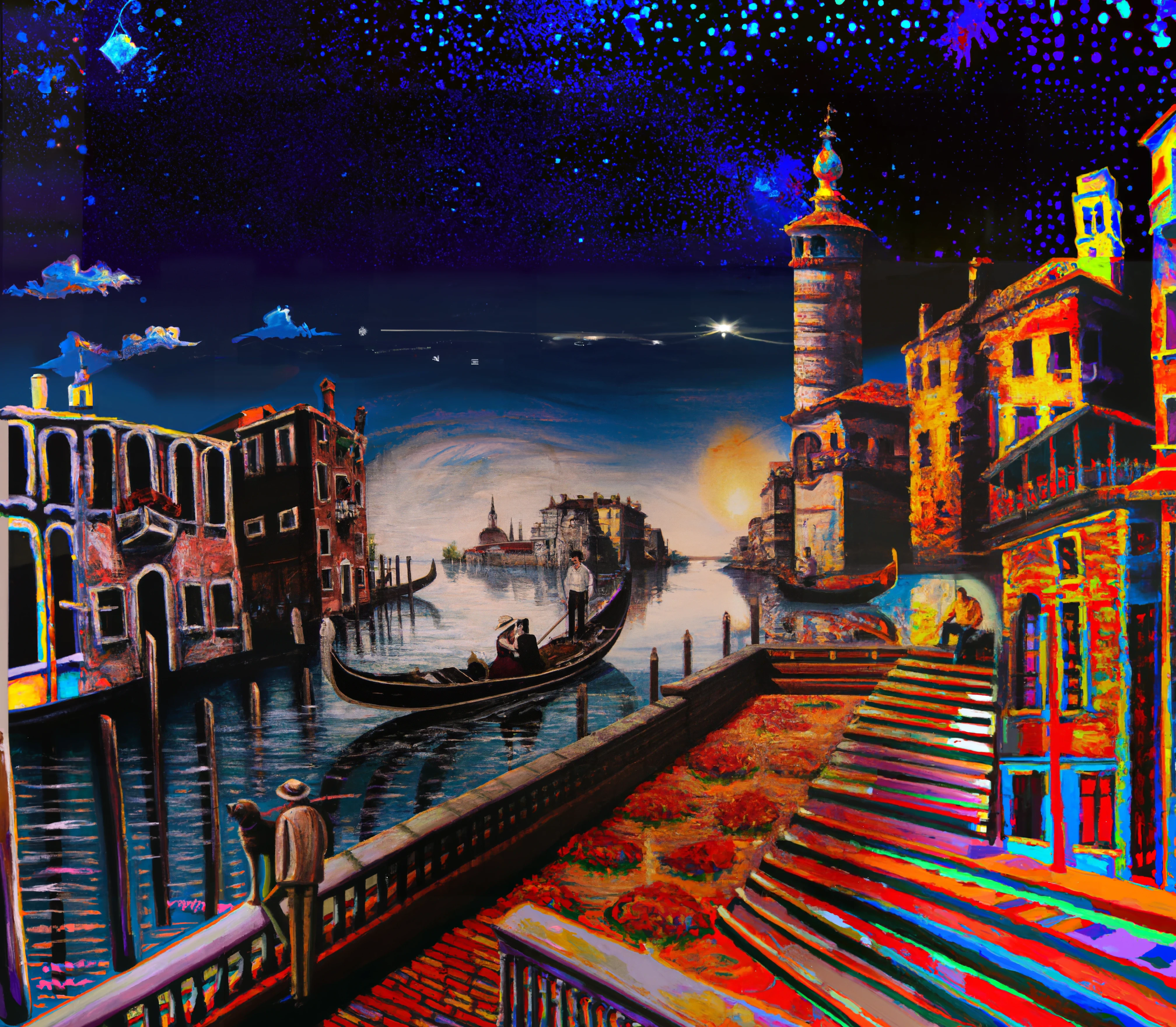 Night time in Venice digital art by Tamassia Martins